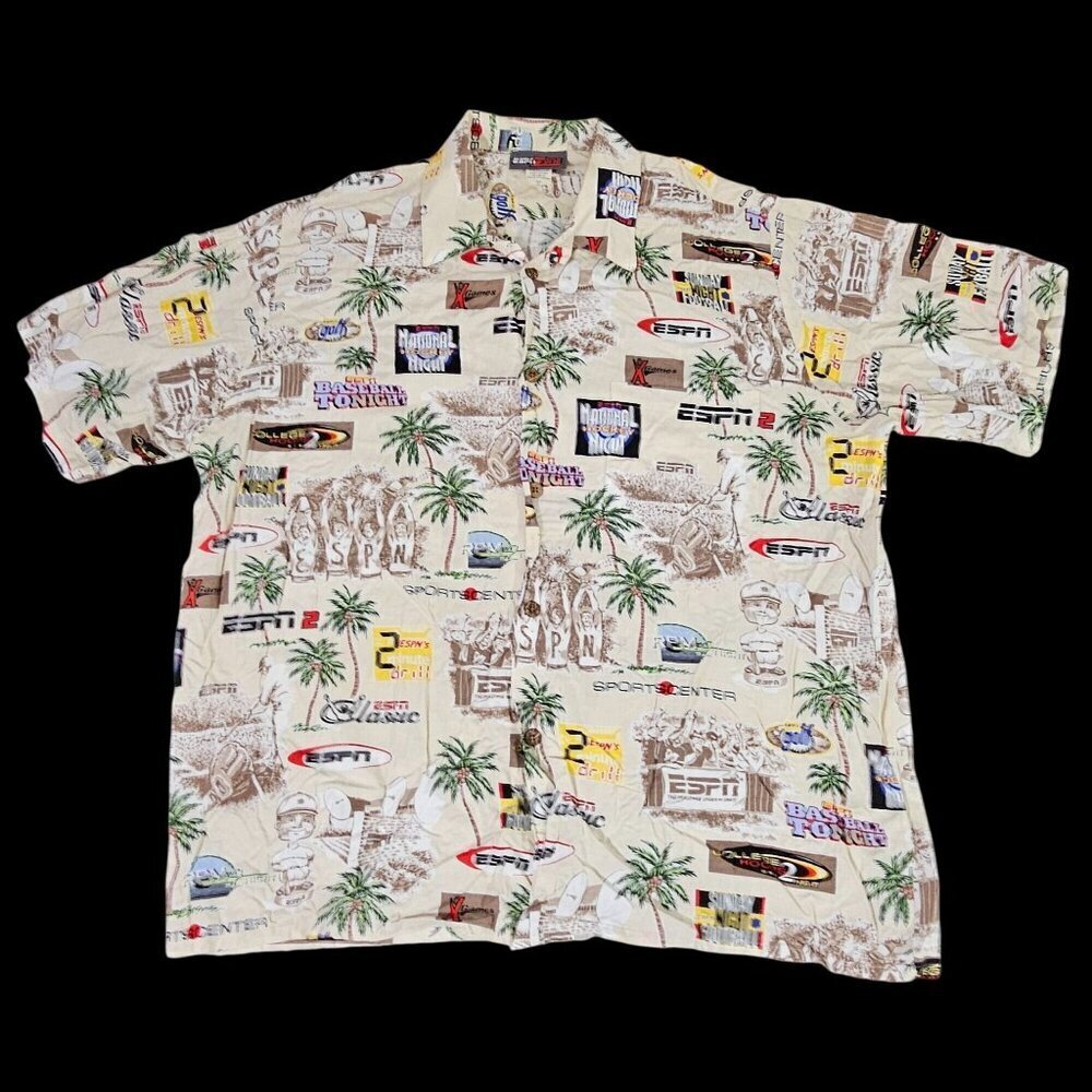 RARE Reyn Spooner ESPN Zone LARGE Hawaiian Aloha Shirt Sports Center X Games L